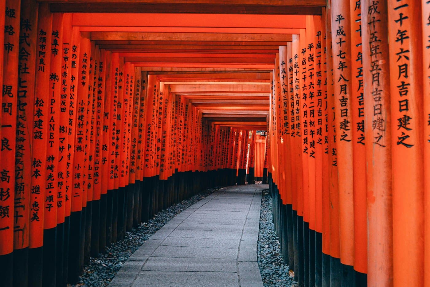 Túnel de toriis rojos en Fushimi Inari